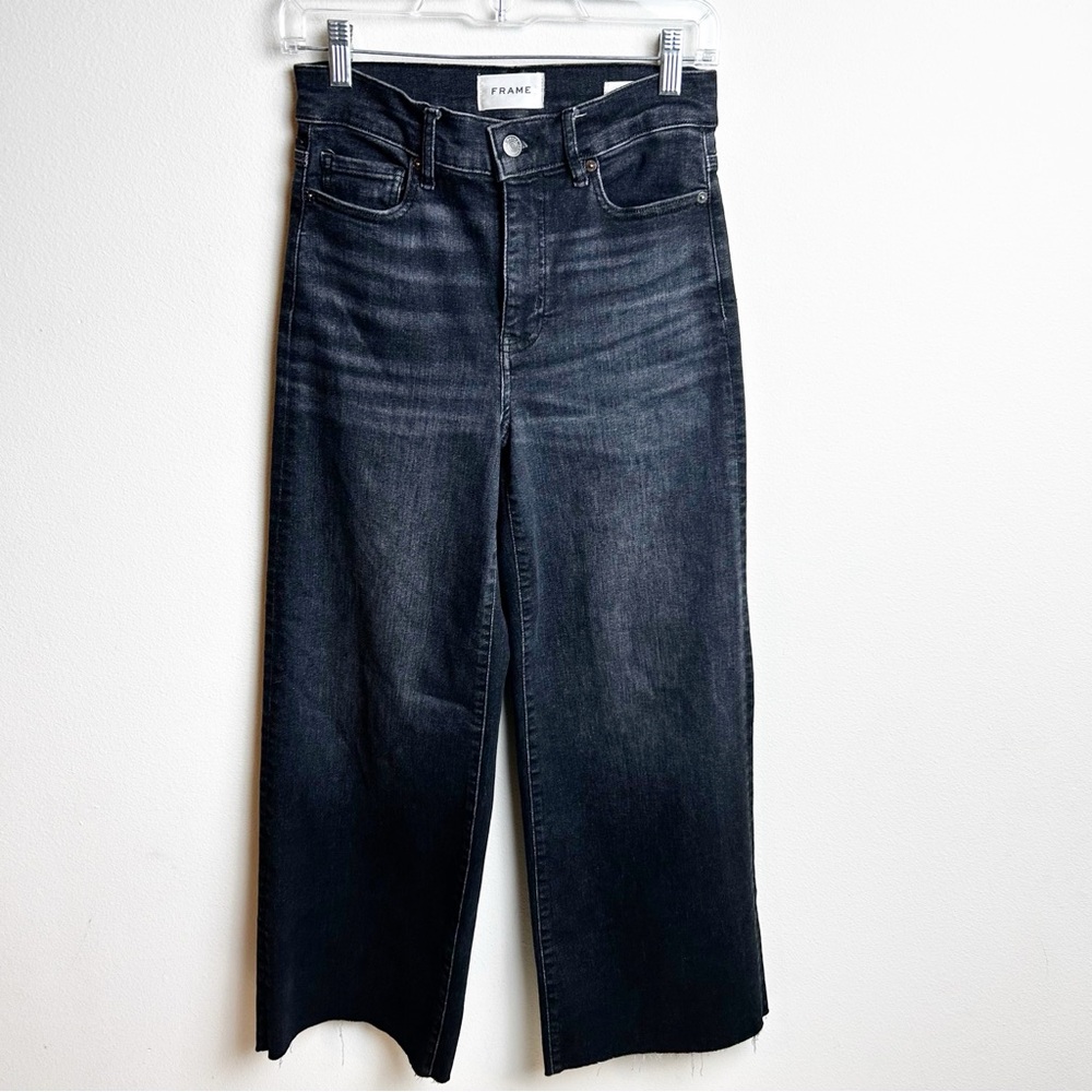 FRAME Le Slim Palazzo Raw fray high-rise stretch wide-leg size: 27